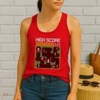 High Score 8-Bit Santa Game Ugly Christmas Women's Tank Top thumb 2