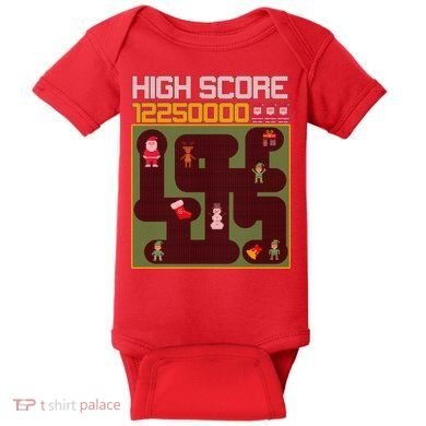 High Score 8-Bit Santa Game Ugly Christmas Baby Bodysuit