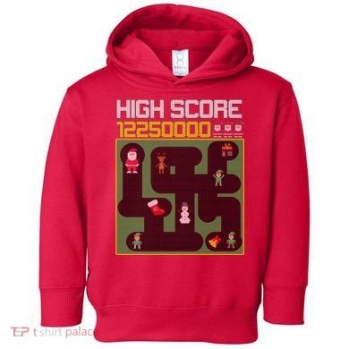 High Score 8-Bit Santa Game Ugly Christmas Toddler Hoodie