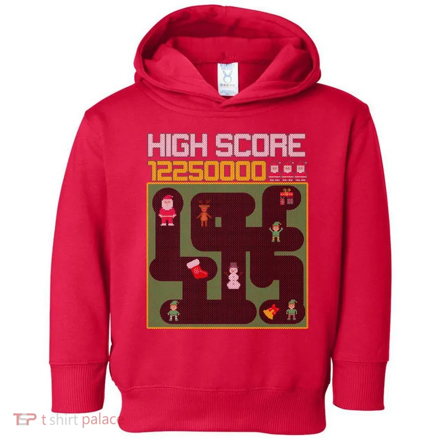 High Score 8-Bit Santa Game Ugly Christmas Toddler Hoodie