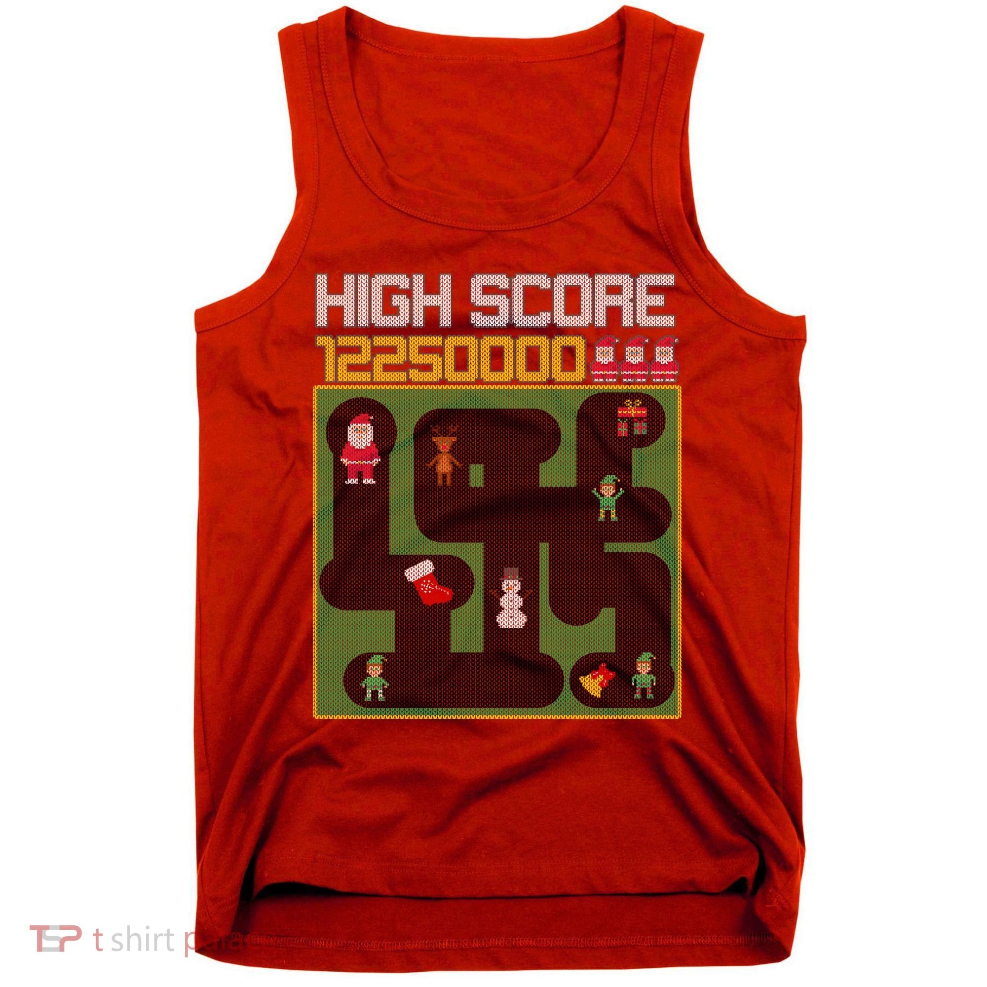 High Score 8-Bit Santa Game Ugly Christmas Tank Top