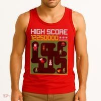 High Score 8-Bit Santa Game Ugly Christmas Tank Top thumb 3
