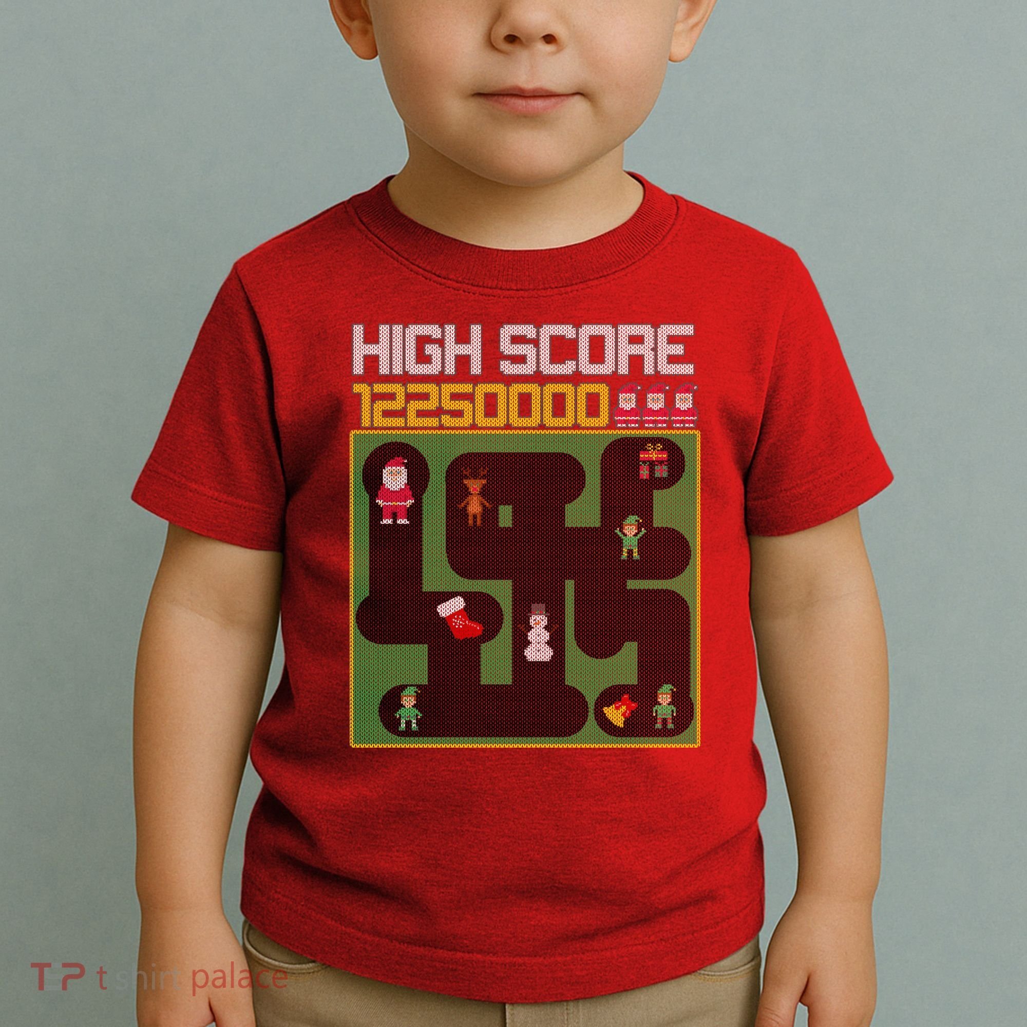 High Score 8-Bit Santa Game Ugly Christmas Toddler T-Shirt