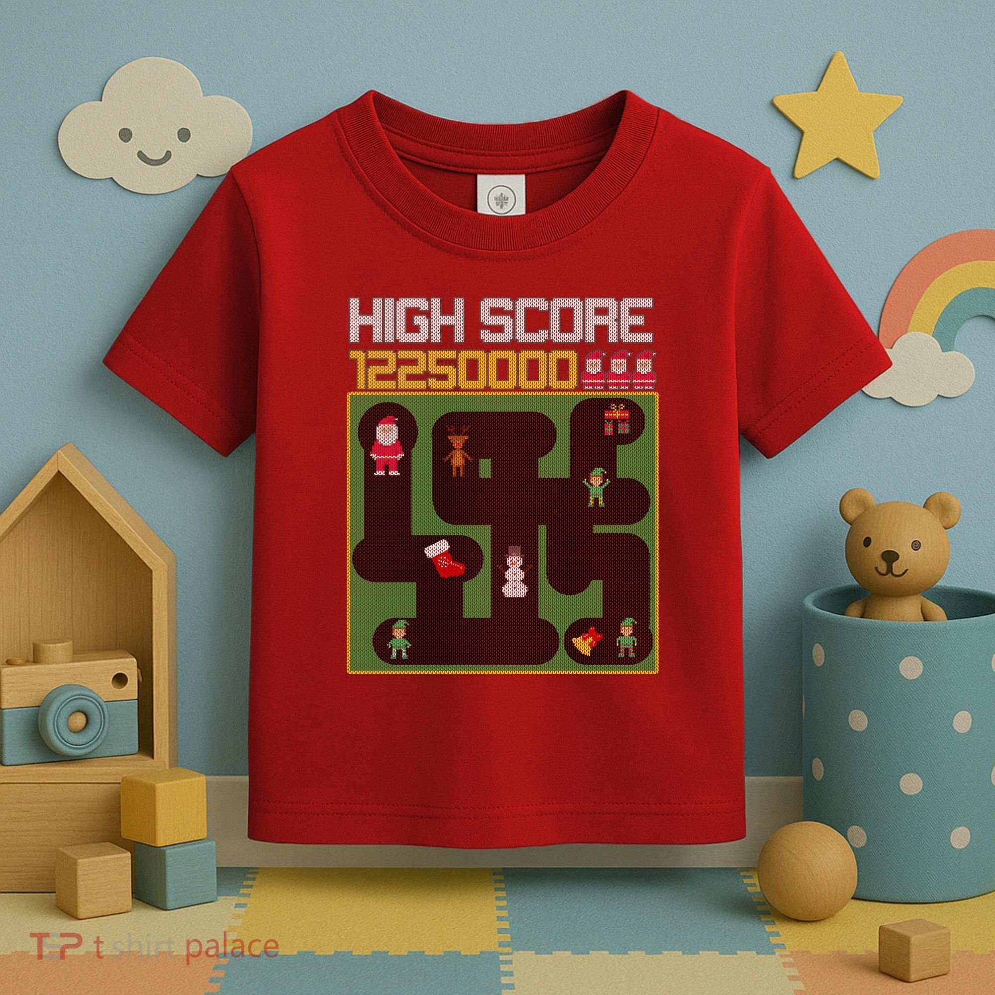 High Score 8-Bit Santa Game Ugly Christmas Toddler T-Shirt