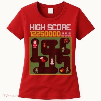 High Score 8-Bit Santa Game Ugly Christmas Women's T-Shirt