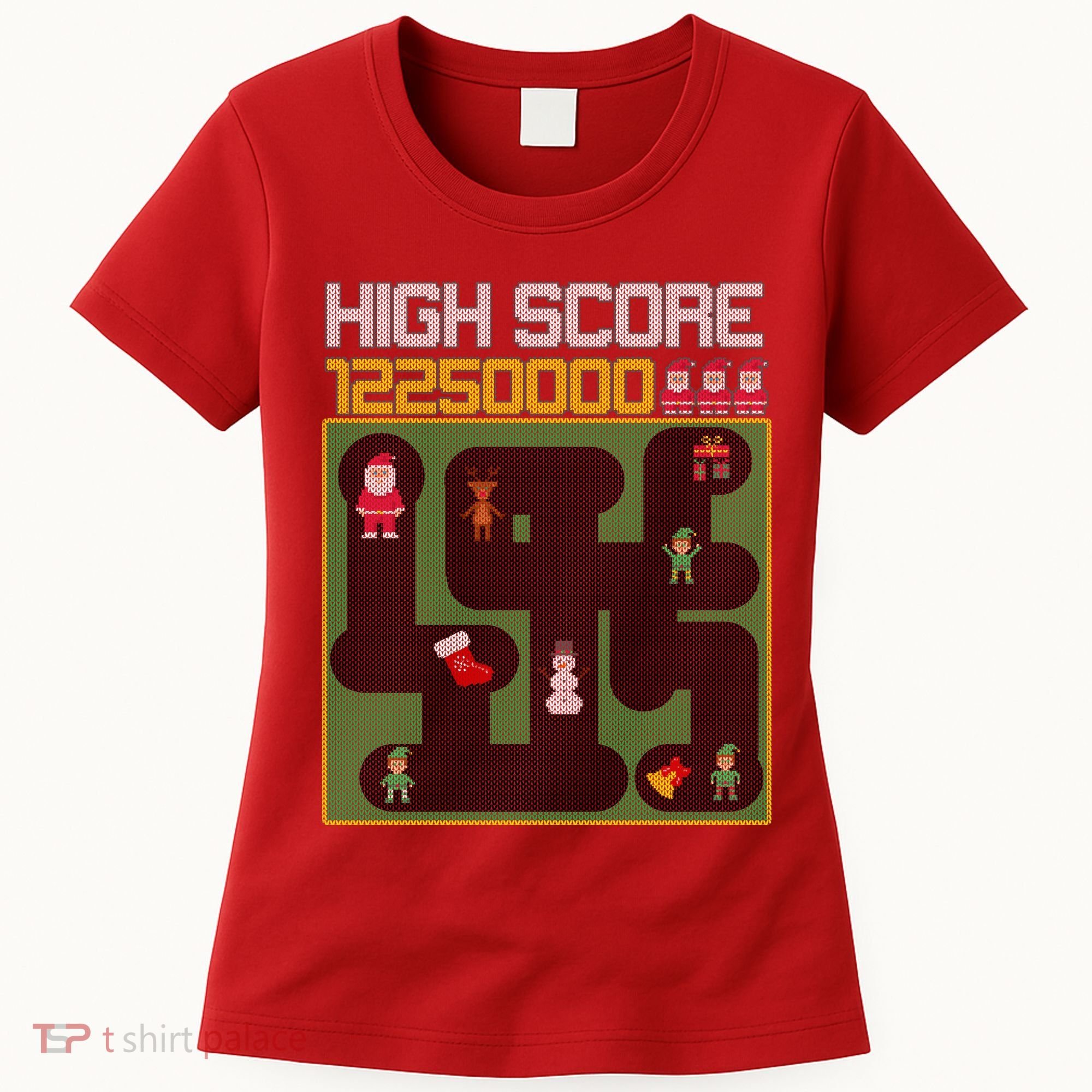 High Score 8-Bit Santa Game Ugly Christmas Women's T-Shirt