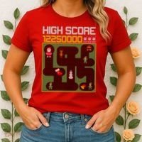 High Score 8-Bit Santa Game Ugly Christmas Women's T-Shirt thumb 2