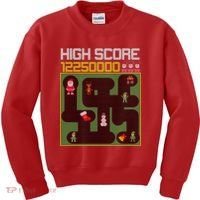 High Score 8-Bit Santa Game Ugly Christmas Kids Sweatshirt thumb 0