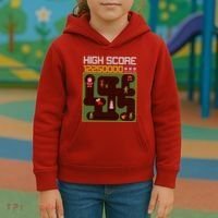 High Score 8-Bit Santa Game Ugly Christmas Kids Hoodie thumb 3