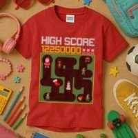 High Score 8-Bit Santa Game Ugly Christmas Kids T-Shirt thumb 3