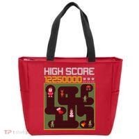 High Score 8-Bit Santa Game Ugly Christmas Tote Bag thumb 0