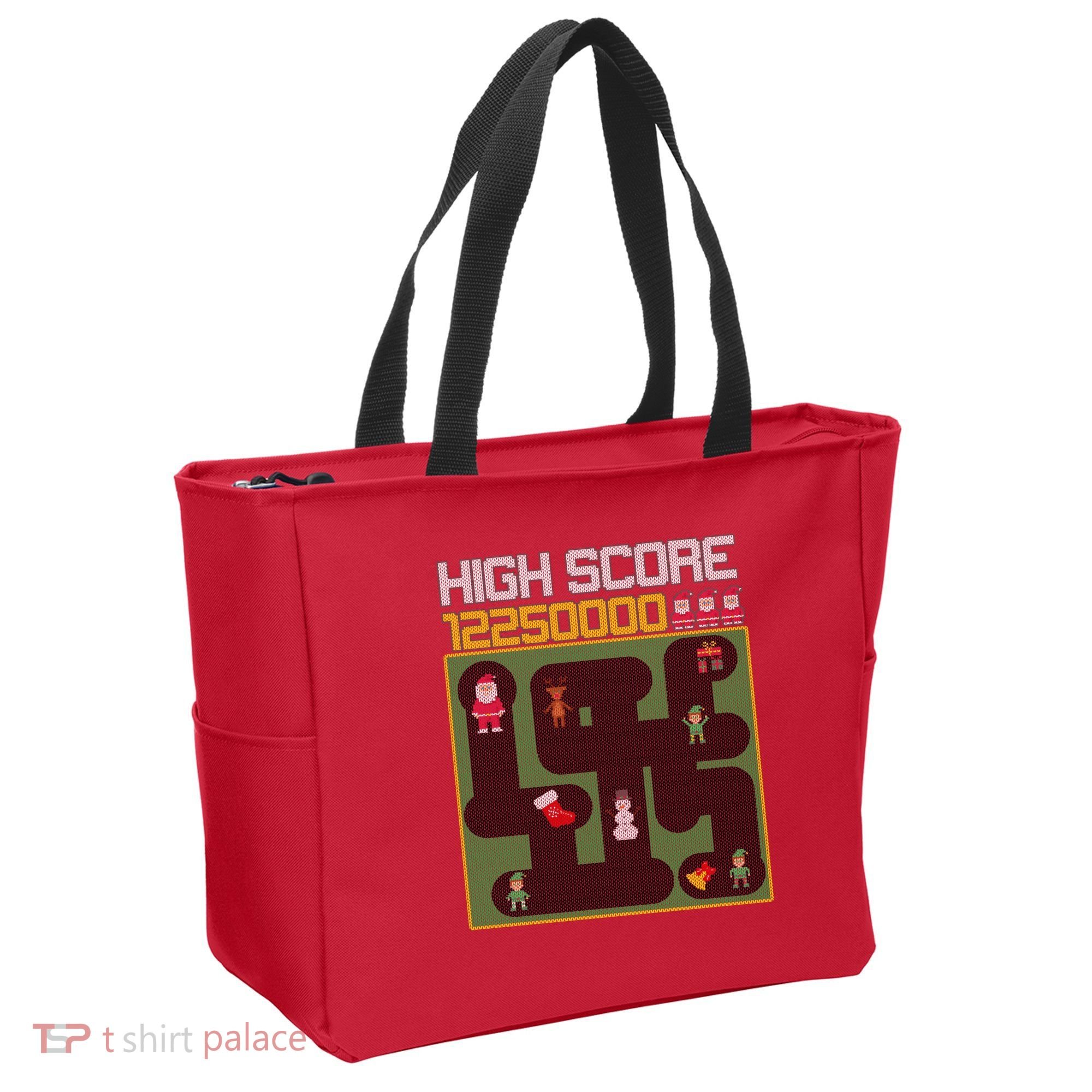 High Score 8-Bit Santa Game Ugly Christmas Tote Bag