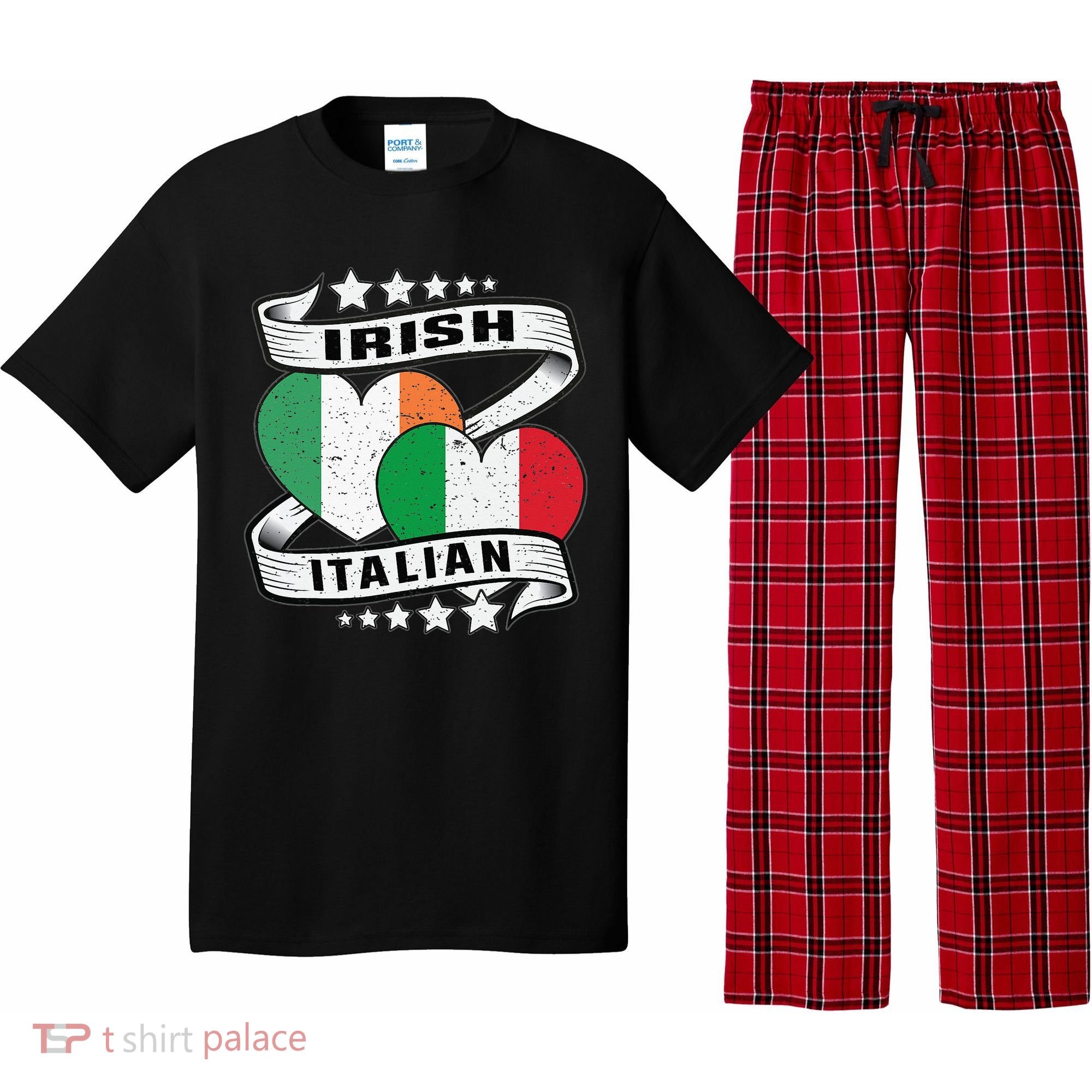 Half Irish Half Italian Irish Italian Flag Pajama Set