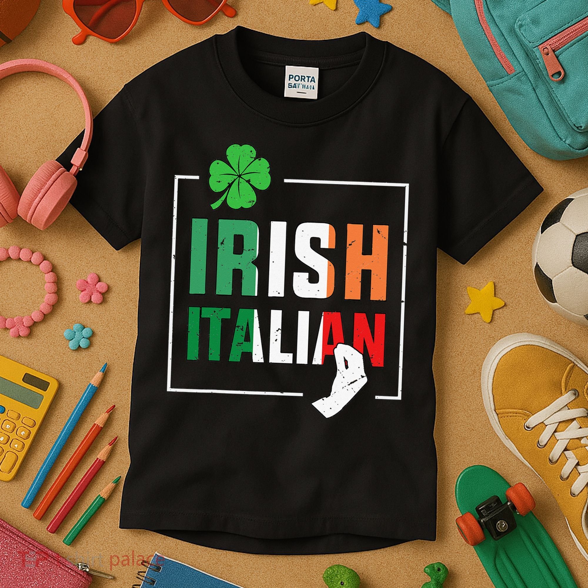 Half Irish Half Italian Irish Italian Flag Kids T-Shirt