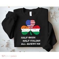 Half Irish Half Italian All American Flag Shamrock Sweatshirt thumb 2