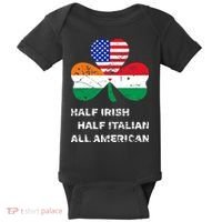 Half Irish Half Italian All American Flag Shamrock Baby Bodysuit thumb 0
