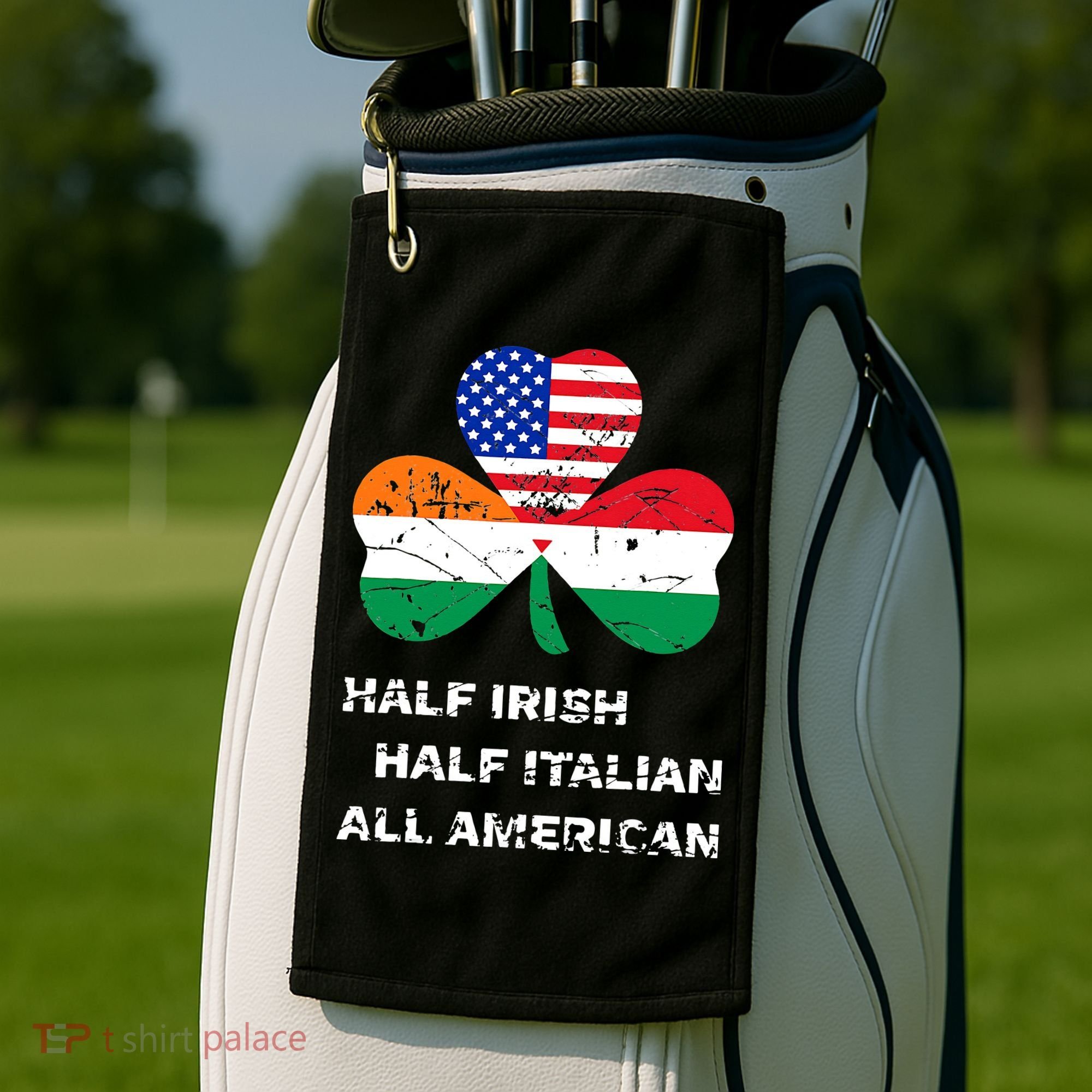Half Irish Half Italian All American Flag Shamrock Golf Towel