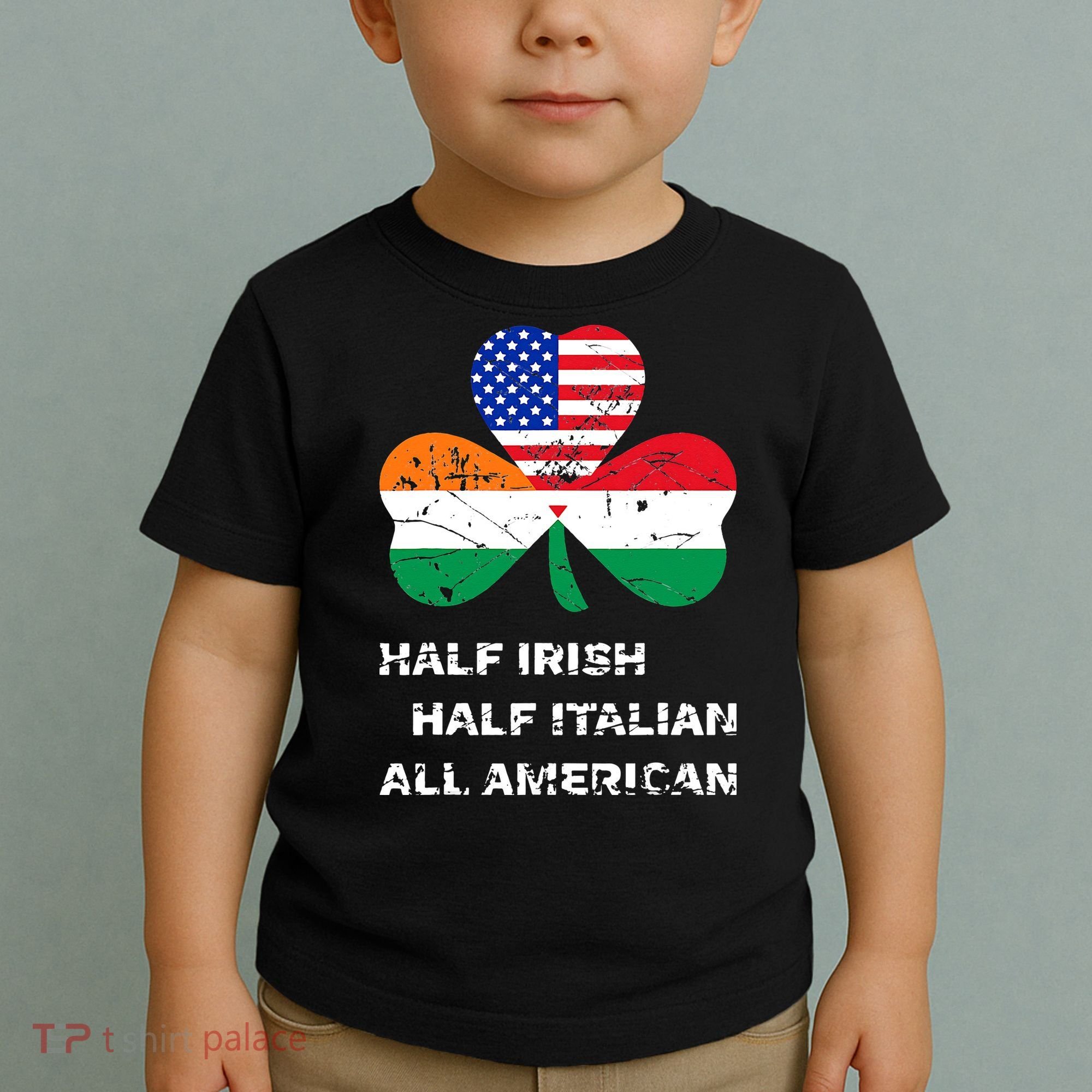 Half Irish Half Italian All American Flag Shamrock Toddler T-Shirt