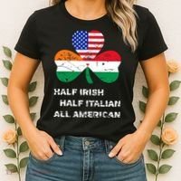Half Irish Half Italian All American Flag Shamrock Women's T-Shirt thumb 2