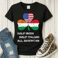 Half Irish Half Italian All American Flag Shamrock Women's T-Shirt thumb 3