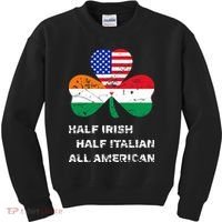 Half Irish Half Italian All American Flag Shamrock Kids Sweatshirt thumb 0