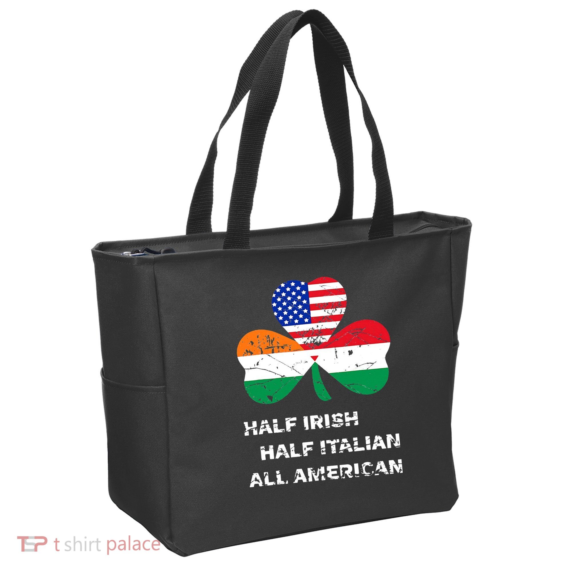 Half Irish Half Italian All American Flag Shamrock Tote Bag
