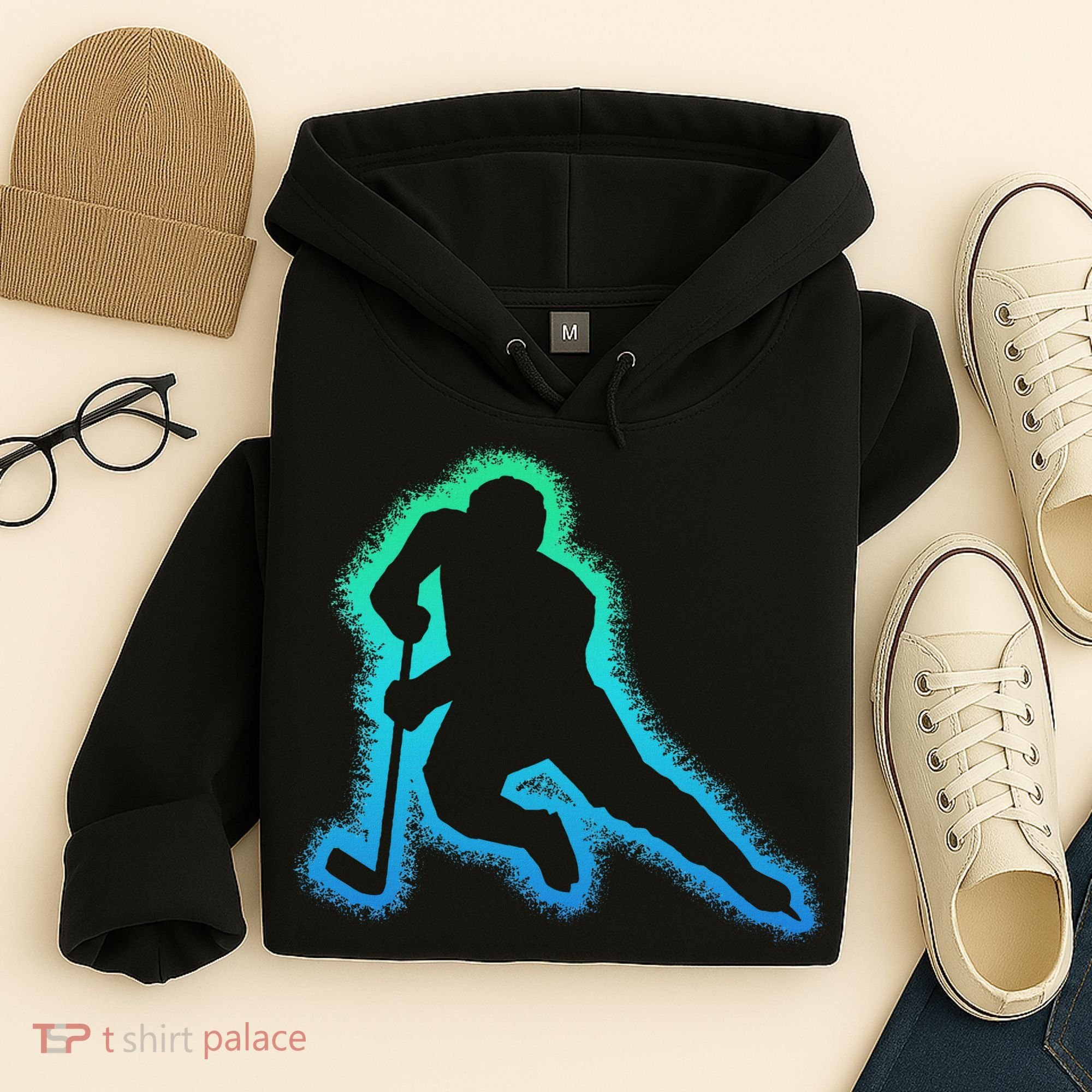 Hockey Ice Hockey, Black Hoodie