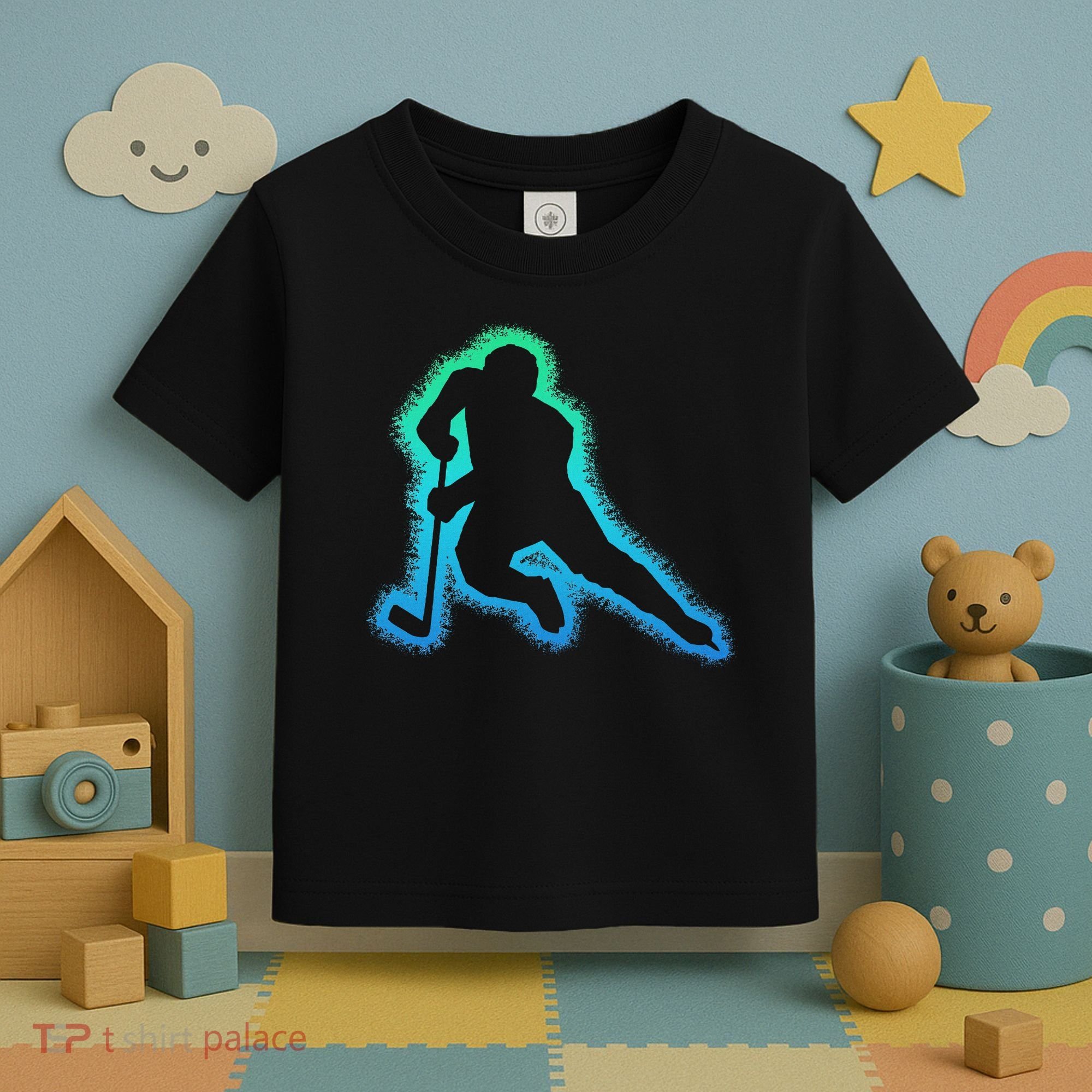 Hockey Ice Hockey, Black Toddler T-Shirt