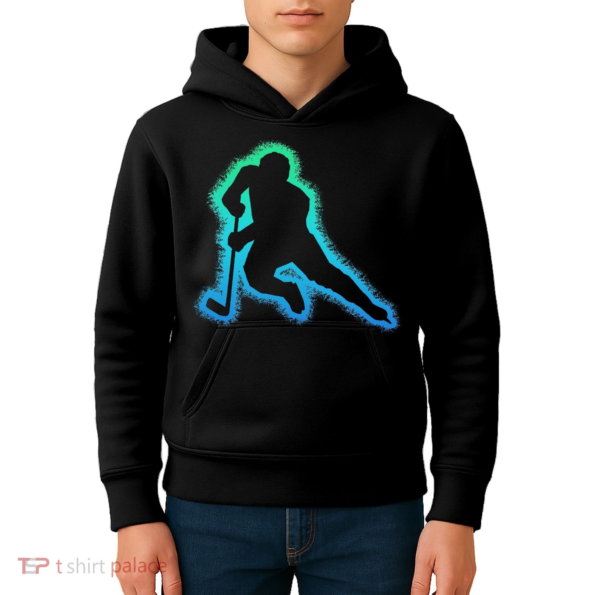 Hockey Ice Hockey, Black Kids Hoodie
