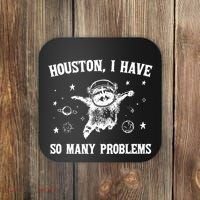 Houston I Have So Many Problems Raccoon In Space Retro 90s Graphic Coaster thumb 0