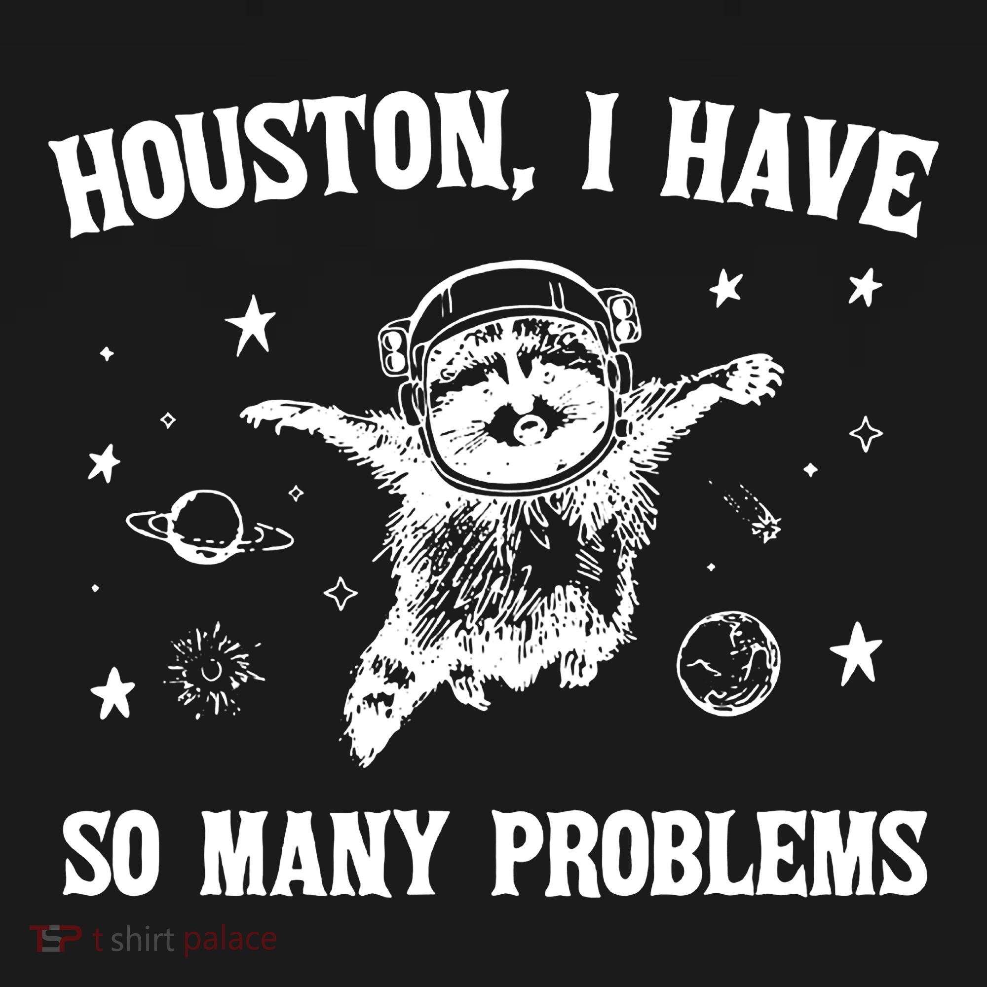 Houston I Have So Many Problems Raccoon In Space Retro 90s Graphic Coaster