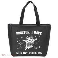 Houston I Have So Many Problems Raccoon In Space Retro 90s Graphic Tote Bag thumb 0