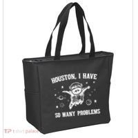 Houston I Have So Many Problems Raccoon In Space Retro 90s Graphic Tote Bag thumb 2