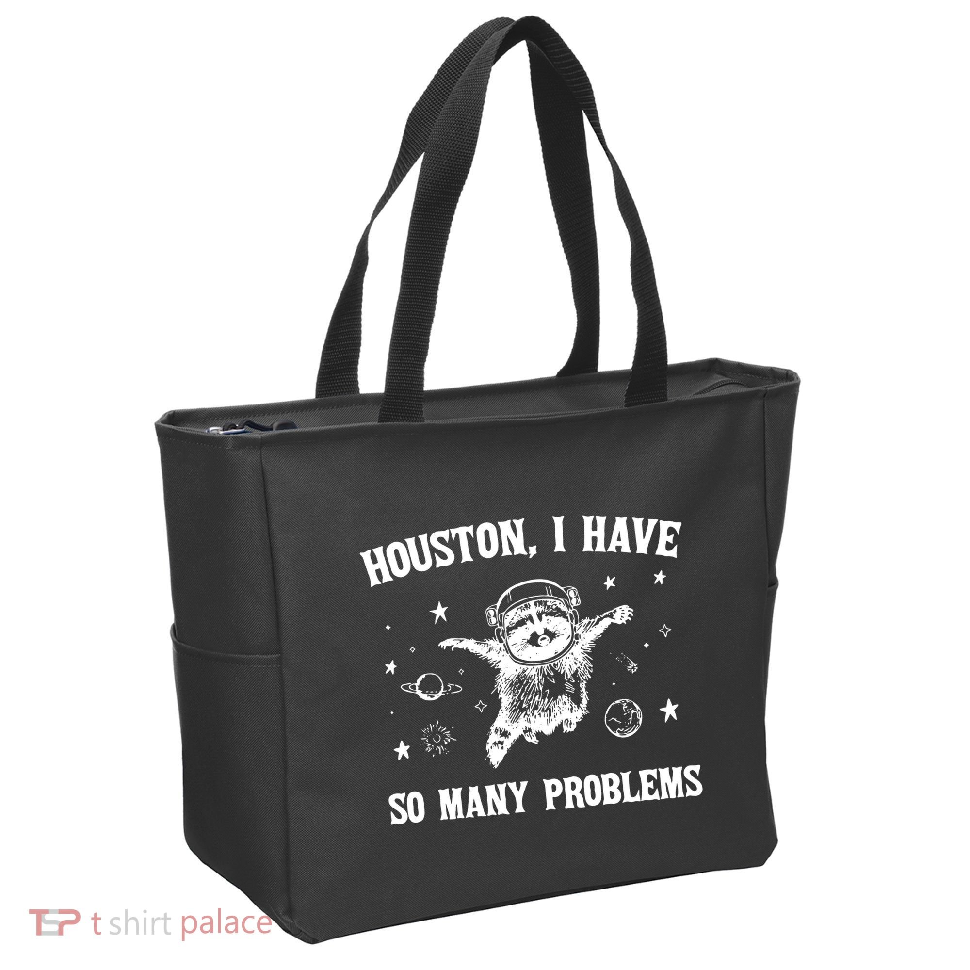 Houston I Have So Many Problems Raccoon In Space Retro 90s Graphic Tote Bag