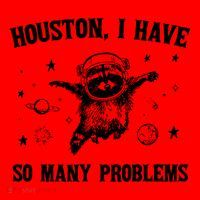 Houston I Have So Many Problems Raccoon In Space Retro 90s Graphic Santa Hat thumb 1