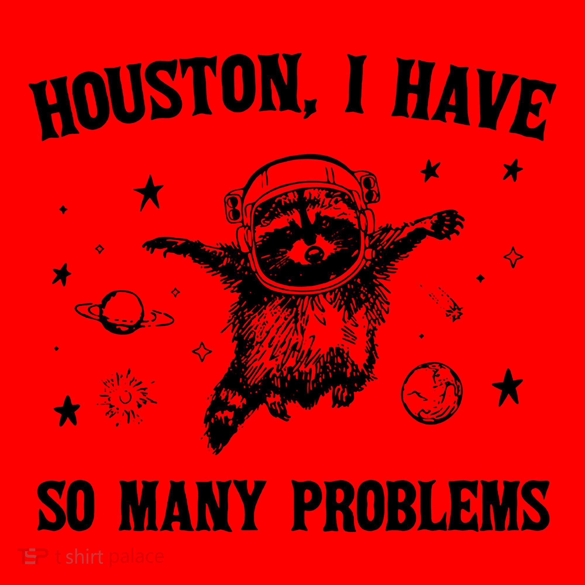 Houston I Have So Many Problems Raccoon In Space Retro 90s Graphic Santa Hat