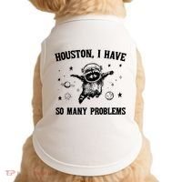Houston I Have So Many Problems Raccoon In Space Retro 90s Graphic Doggie Tank thumb 0