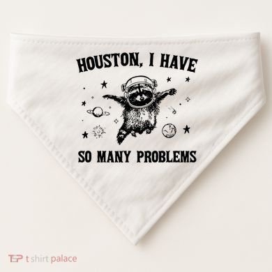 Houston I Have So Many Problems Raccoon In Space Retro 90s Graphic USA-Made Doggie Bandana