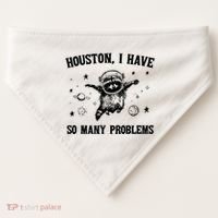 Houston I Have So Many Problems Raccoon In Space Retro 90s Graphic USA-Made Doggie Bandana thumb 0