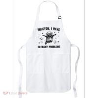 Houston I Have So Many Problems Raccoon In Space Retro 90s Graphic Apron thumb 0
