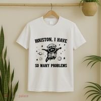 Houston I Have So Many Problems Raccoon In Space Retro 90s Graphic T-Shirt thumb 2