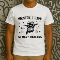 Houston I Have So Many Problems Raccoon In Space Retro 90s Graphic T-Shirt thumb 3