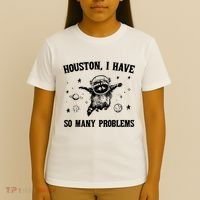 Houston I Have So Many Problems Raccoon In Space Retro 90s Graphic T-Shirt thumb 4