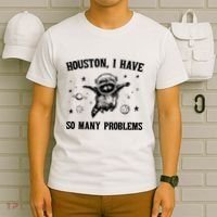 Houston I Have So Many Problems Raccoon In Space Retro 90s Graphic T-Shirt thumb 6