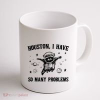 Houston I Have So Many Problems Raccoon In Space Retro 90s Graphic Coffee Mug thumb 1