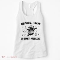 Houston I Have So Many Problems Raccoon In Space Retro 90s Graphic Women's Tank Top thumb 0