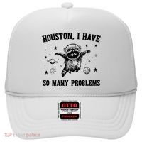 Houston I Have So Many Problems Raccoon In Space Retro 90s Graphic Hat thumb 0