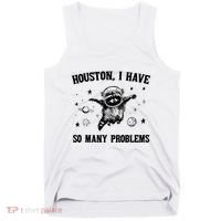 Houston I Have So Many Problems Raccoon In Space Retro 90s Graphic Tank Top thumb 0