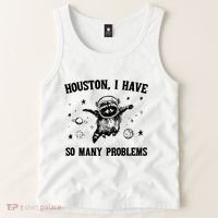Houston I Have So Many Problems Raccoon In Space Retro 90s Graphic Tank Top thumb 2