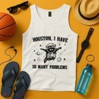 Houston I Have So Many Problems Raccoon In Space Retro 90s Graphic Tank Top thumb 4